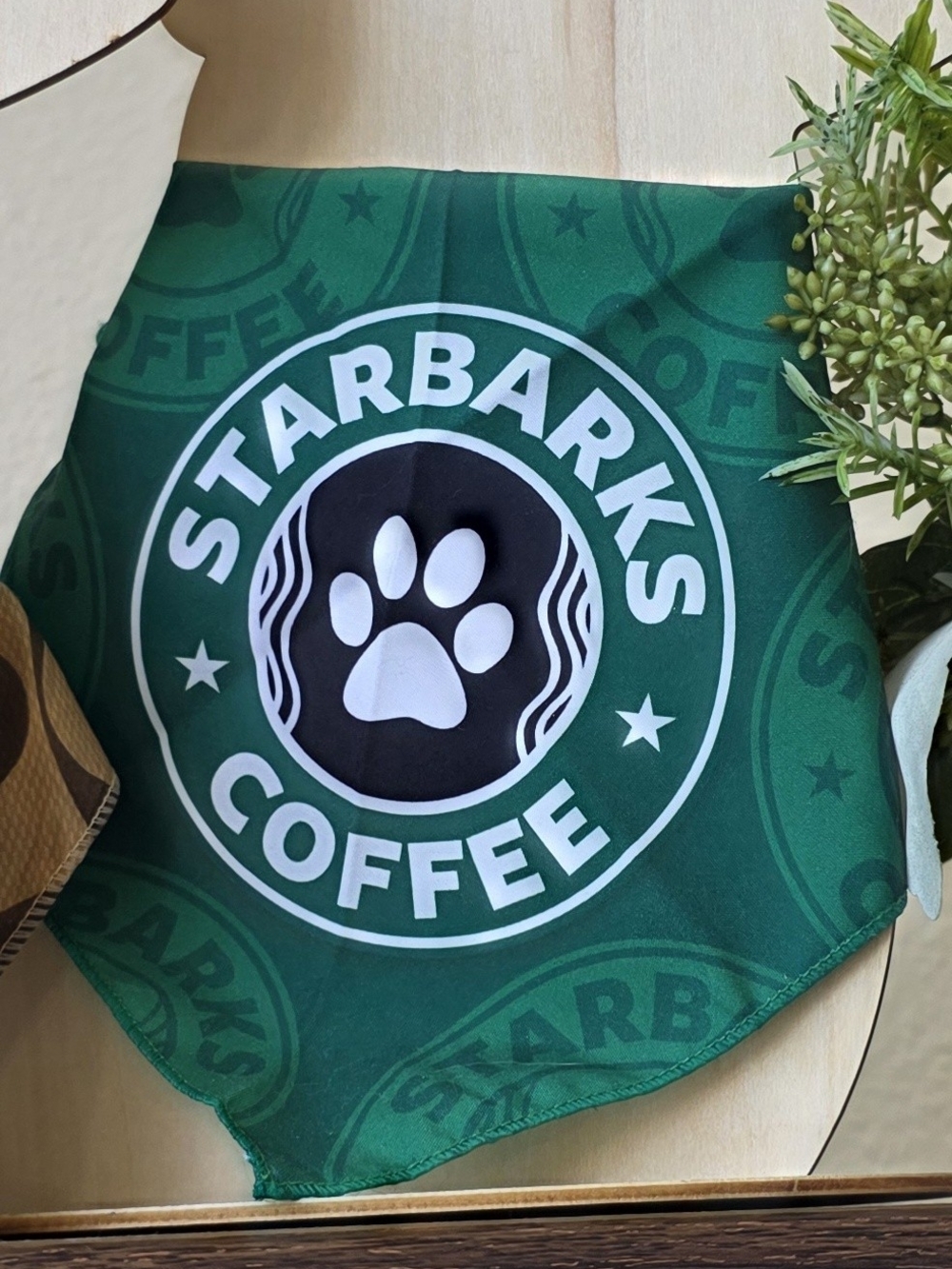 Coffee Green Dog Bandana - Pet Accessory